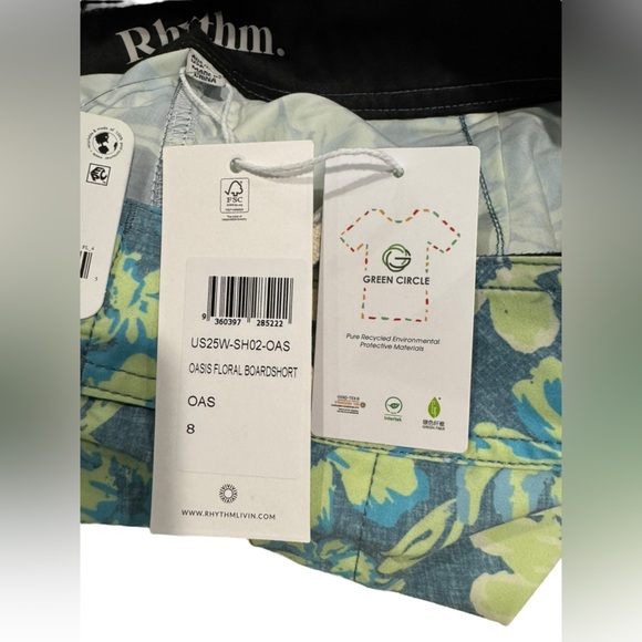 Rhythm Blue and Green Floral Surf Shorts Free People US Sz 8 made in Australia - Picture 8 of 10